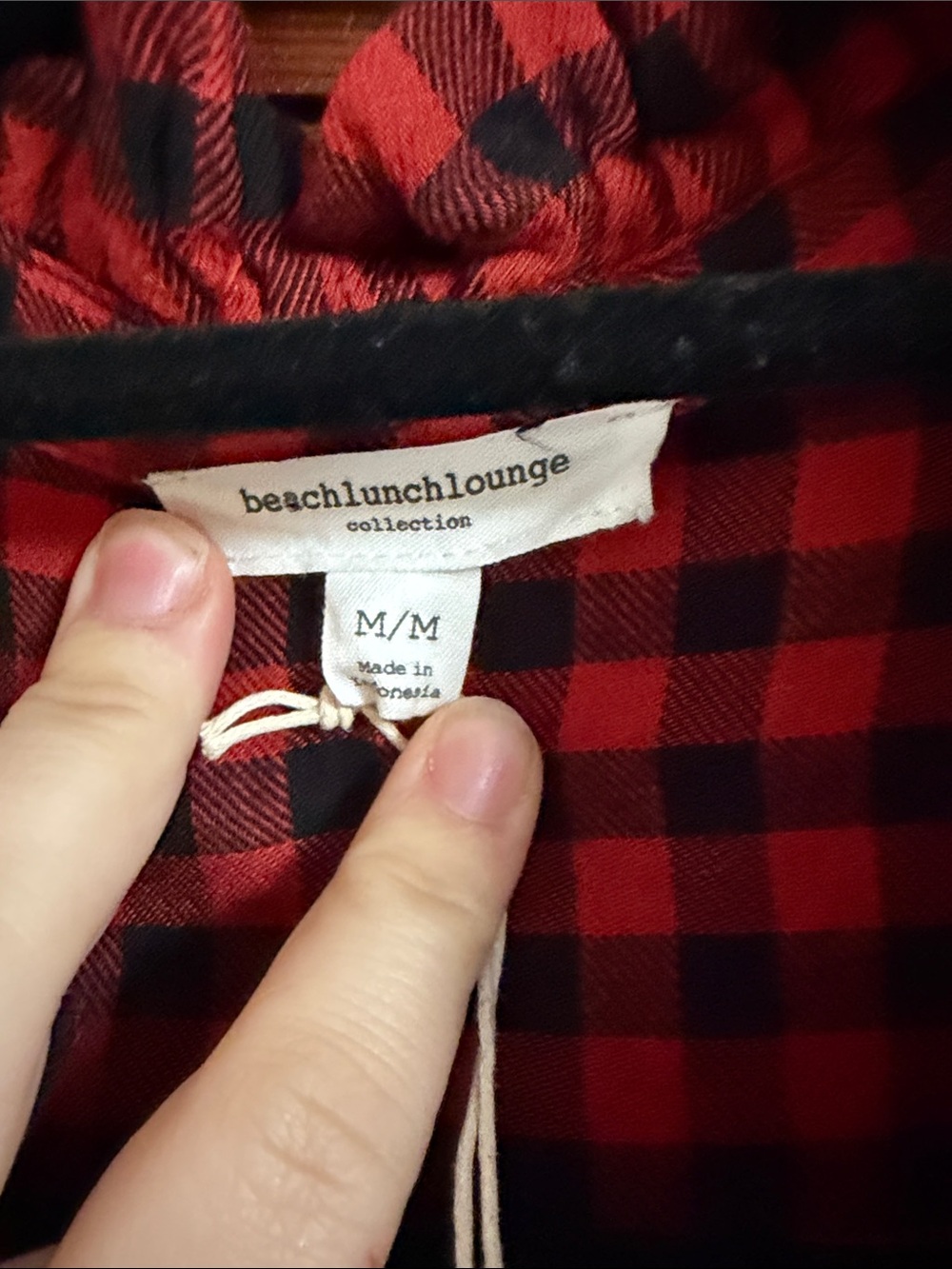 beachlunchlounge Buffalo Check Ruffle Collar Blouse Size Medium NWT - Picture 2 of 4